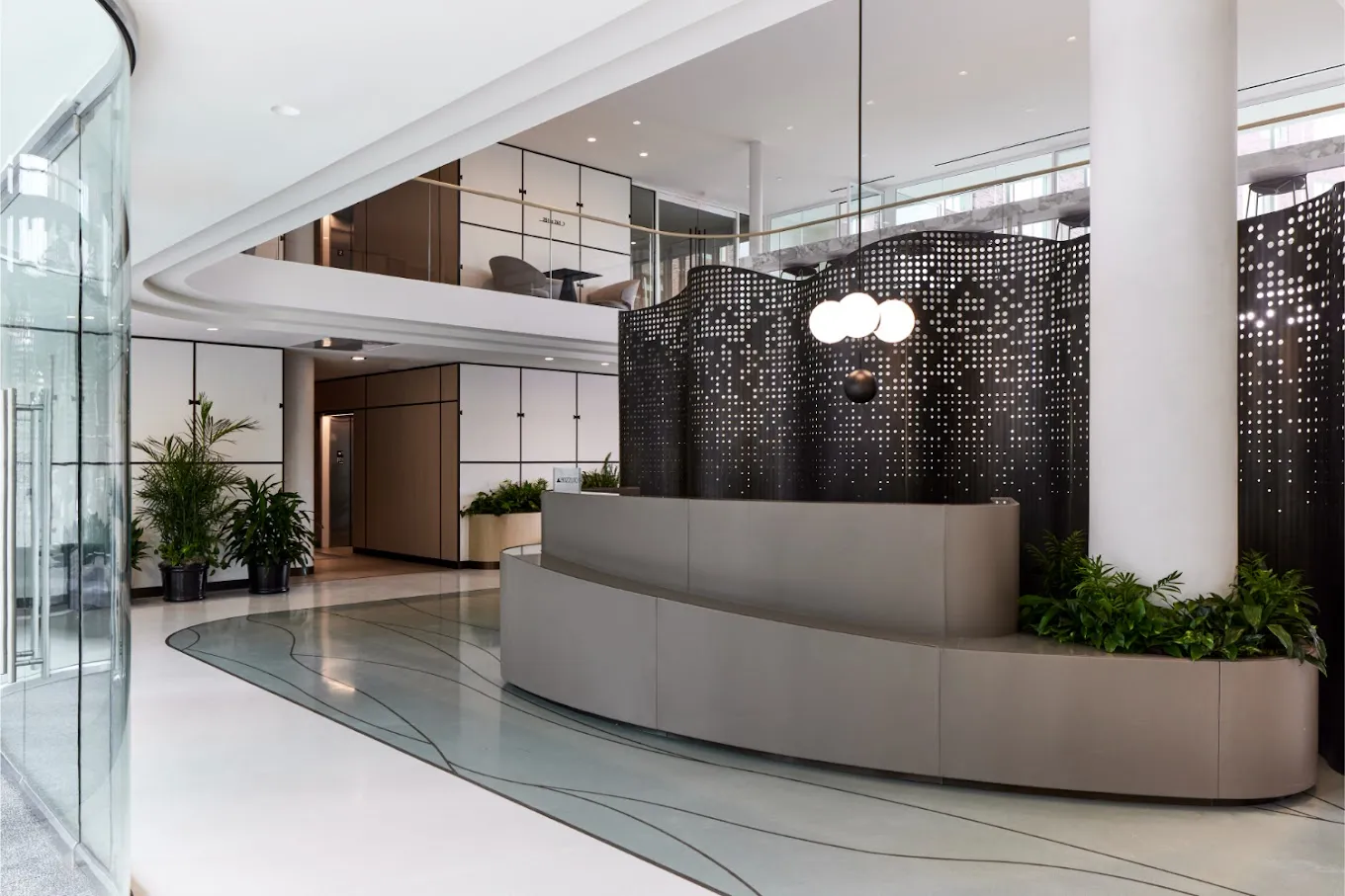 Residences at Mazza Gallerie lobby lighting design, Washington DC